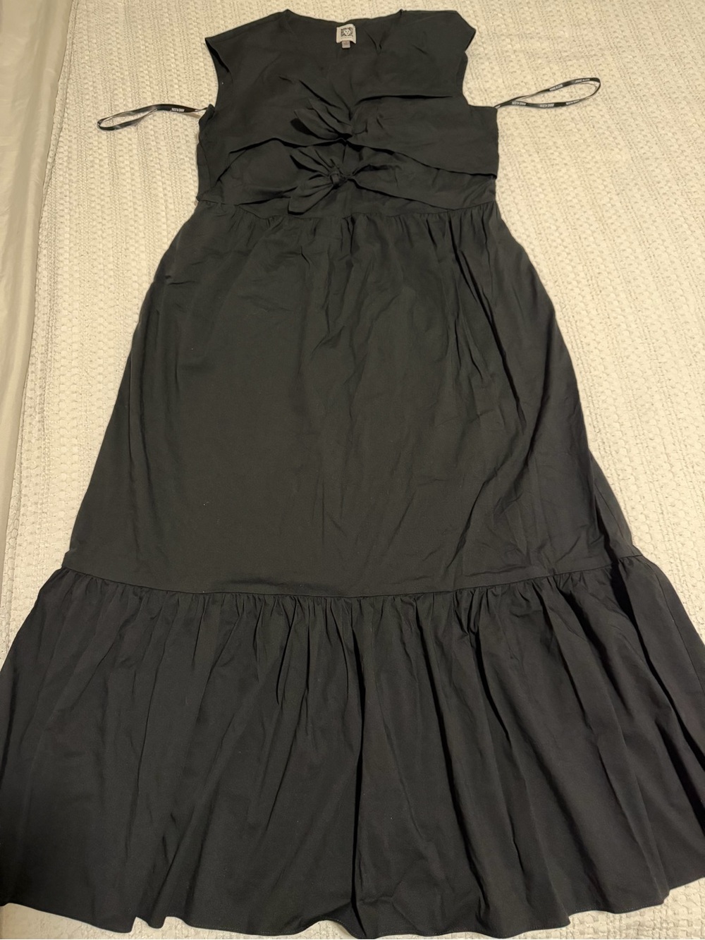Anne Klein Black Knot-Front Maxi Dress